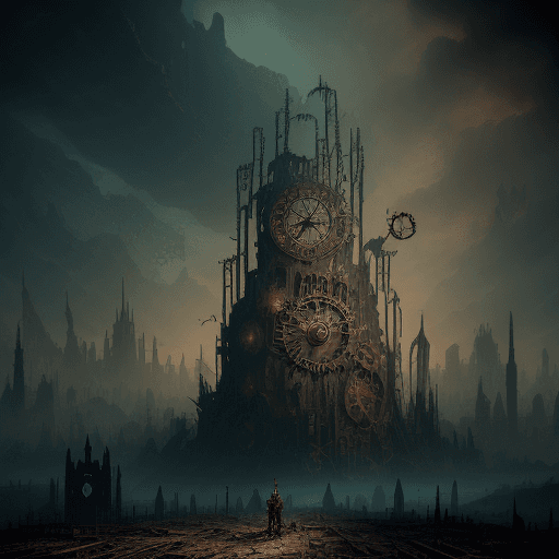 AI generated: In the year 3,048, the once-glorious Clockwork Kingdom lies in ruins, its towering spires now skelet...