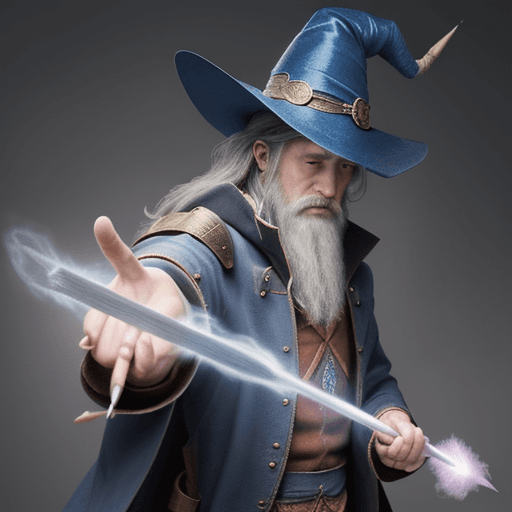 AI generated: a pencil artist illustration of a wizard firing his wand --s 750 --v 6.0 --style raw