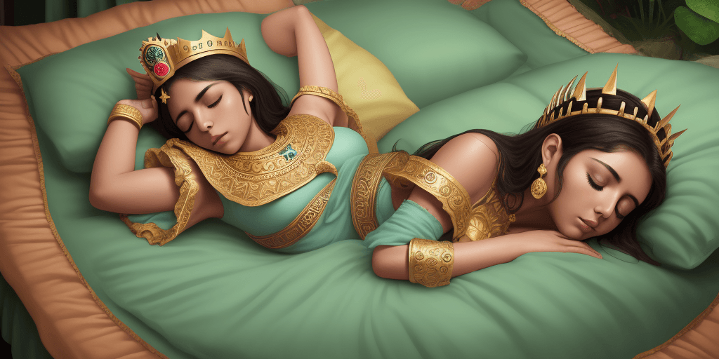 AI generated: princesa azteca hermosa dormida hacia arriba