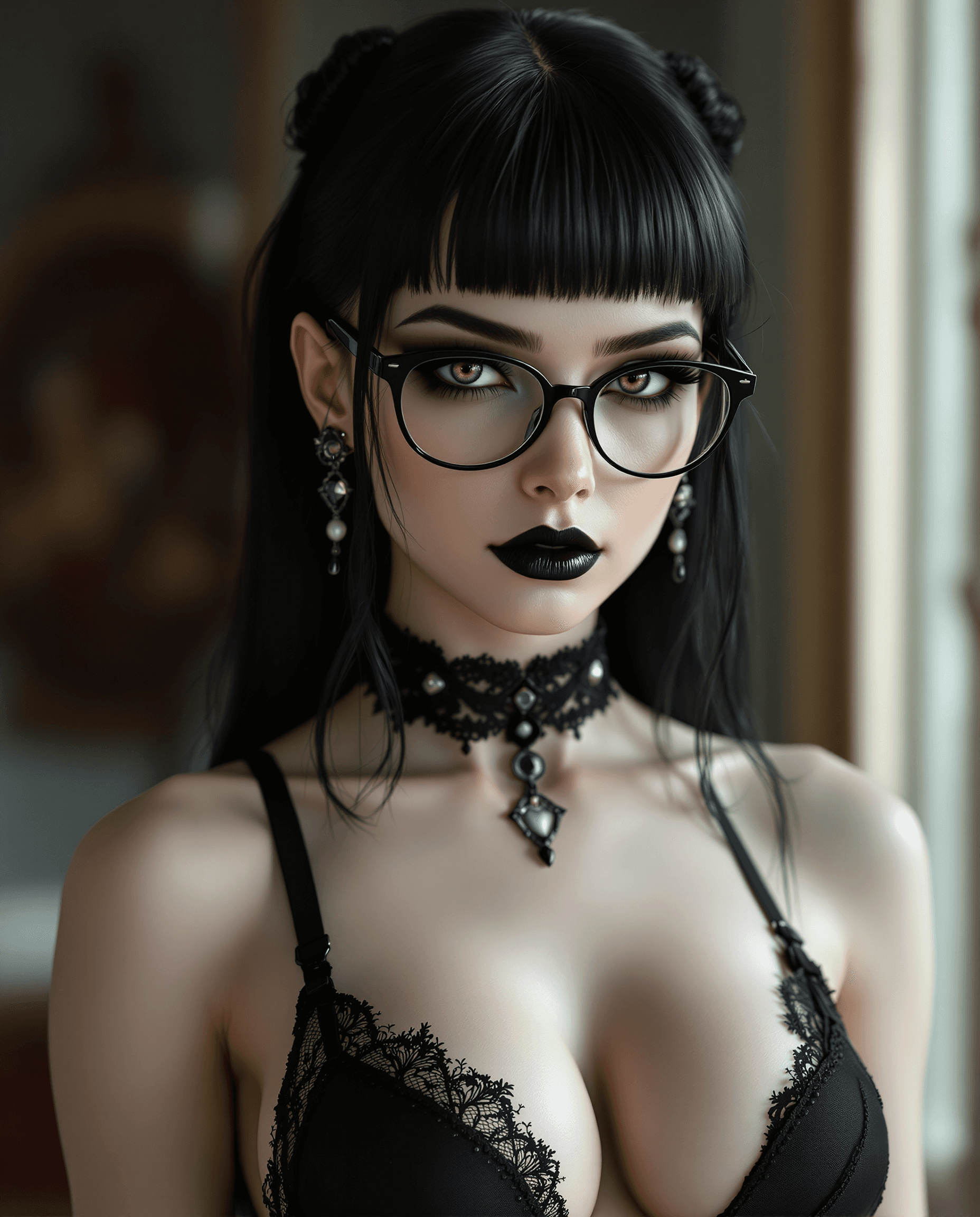 AI generated: Photo of a ultra realistic of Wednesday addams, very sultry look, so hot girl, beautiful charismatic...