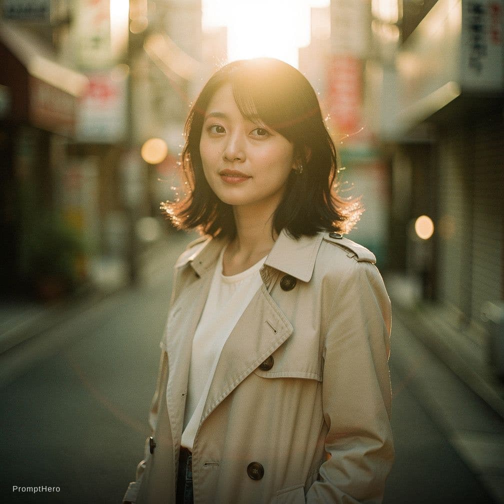 AI generated: Japanese woman, in the style of Kodak Gold 200 --chaos 75 --ar 1:2 --raw --sref 3927829543 --profile...