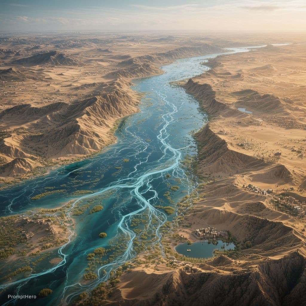 AI generated: Create a highly detailed and realistic GIS map of the Late Holocene hyper-aridity period (ca. 4,500 ...