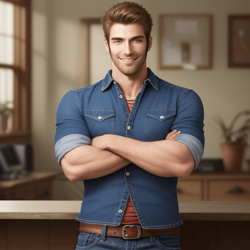AI generated: arms crossed, jeans, nice, handsome, smile, man