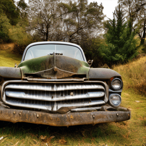 AI generated: An old car front of a hill