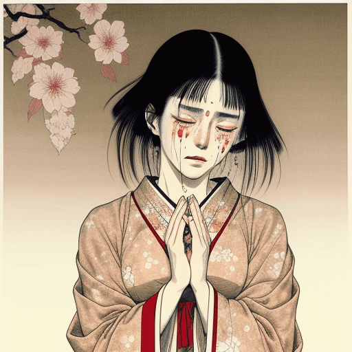 AI generated: Woman crying, artwork by Takato Yamamoto and Chika Yamada