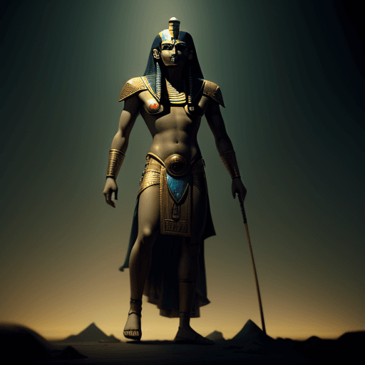 AI generated: The Egyptian god Horus exasperates his wrath against man. Sinister. photorealistic. cinematic. full ...