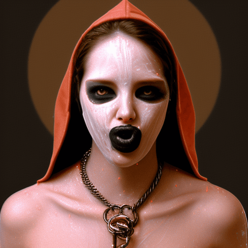 AI generated: young woman her naked body with pubic hair, only her face covered in cum, her mouth open wide and he...