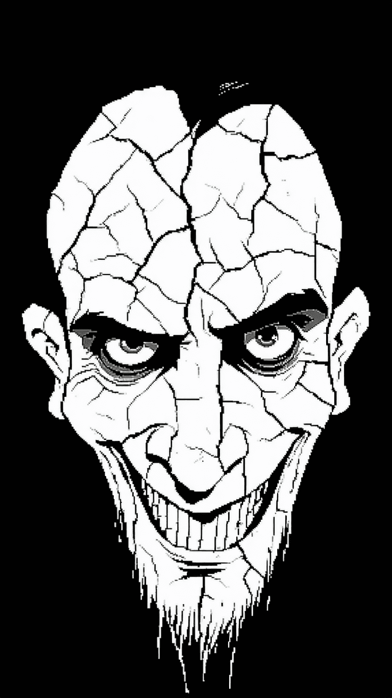 AI generated: Charles Manson staring directly into camera, haunting psychopathic grin, unsettling wide eyes — his ...