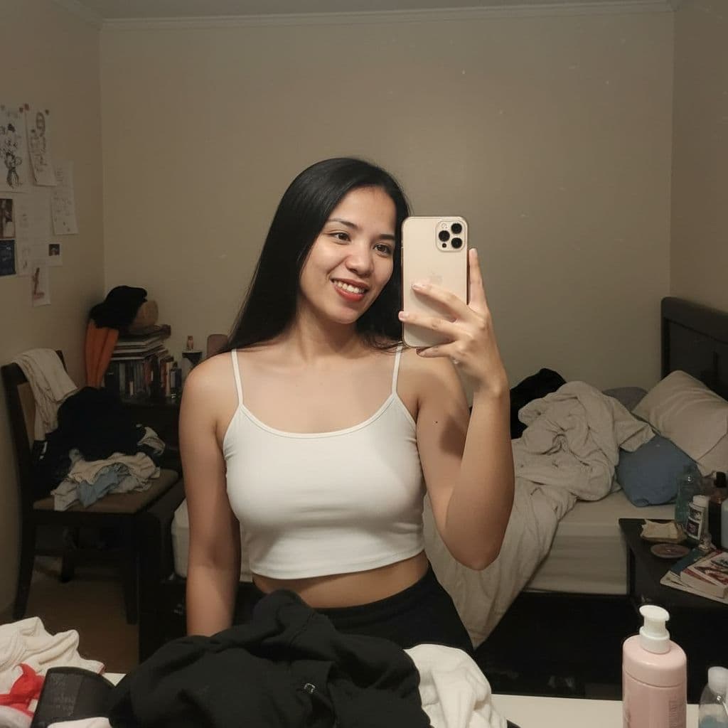 AI generated: The uploaded photo as reference, make her Ultra realistic, mirror self shot picture, iPhone 13 Pro, ...