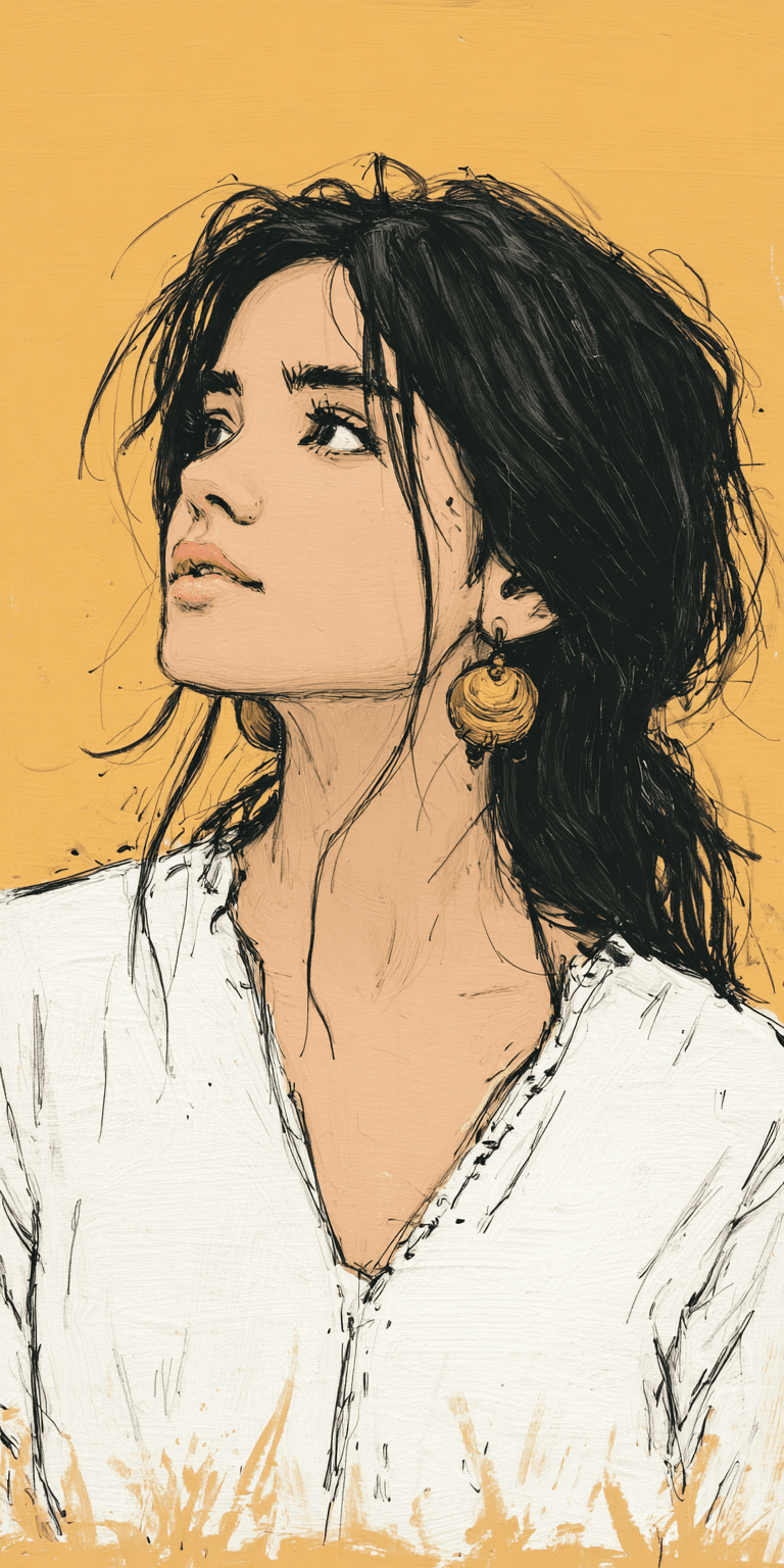 AI generated: a painting of a woman, in the style of brushstroke-intensive portraits, cinematic elegance, golden l...