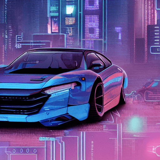 AI generated: a blueprint of a cyberpunk car