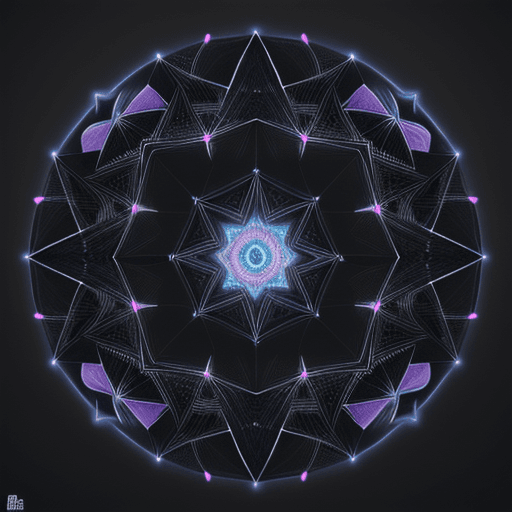 AI generated: design a geometric shapes can create a beautiful mandala, neon effect, black background, 4k, extreme...