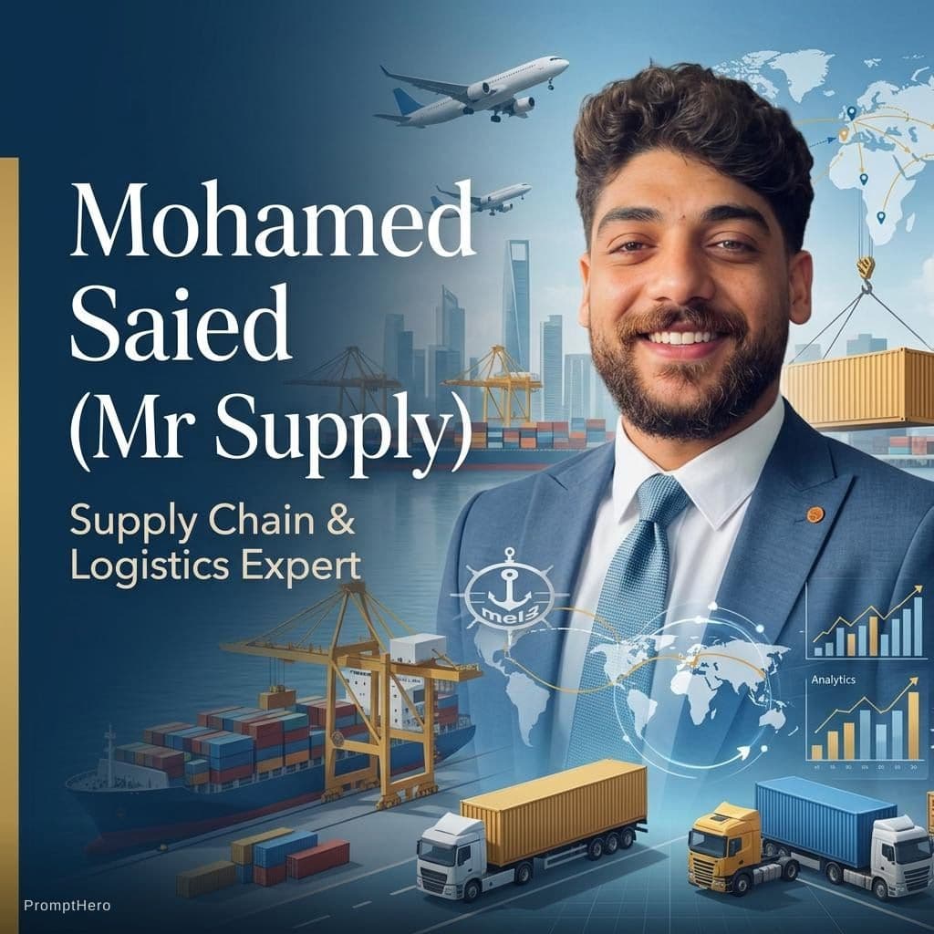 AI generated: اعملي cover profile for linkedin اسمي mohamed saied (Mr Supply) وانا متخصص في سلاسل الامداد واللوجست...