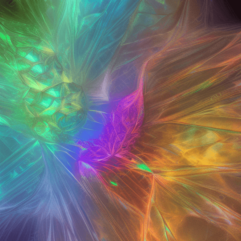 AI generated: beautiful rainbow nebula filigree crystal elf alien, octane rendered, vibrant colors, soft lighting,...