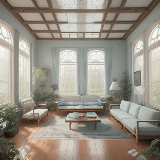 AI generated: High resolution photography interior design, dreamy sunken living room conversation pit, wooden floo...