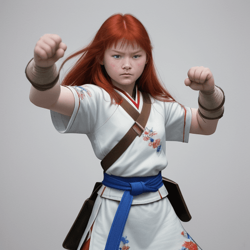 AI generated: Comic book Concept Art, a 10 year old protagonist, Mongolian and Belarusian descendant, red hair and...