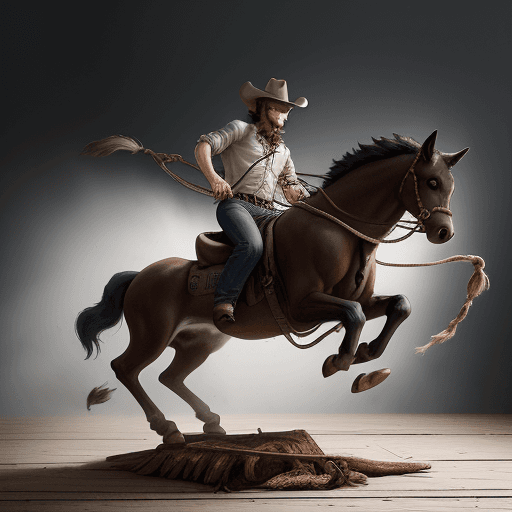 AI generated: Illustration artistiquement époustouflante d’un cow-boy loup-garou chevauchant un cheval et lançant ...