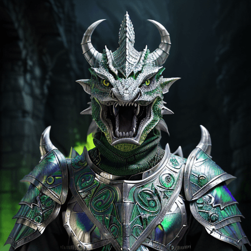 AI generated: ultra realistic photo, fantasy character portrait, male dragonkin, emerald green dragonborn, hyper r...