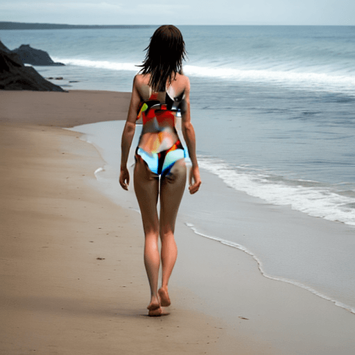 AI generated: A NAKED GIRL WALKING BEACH