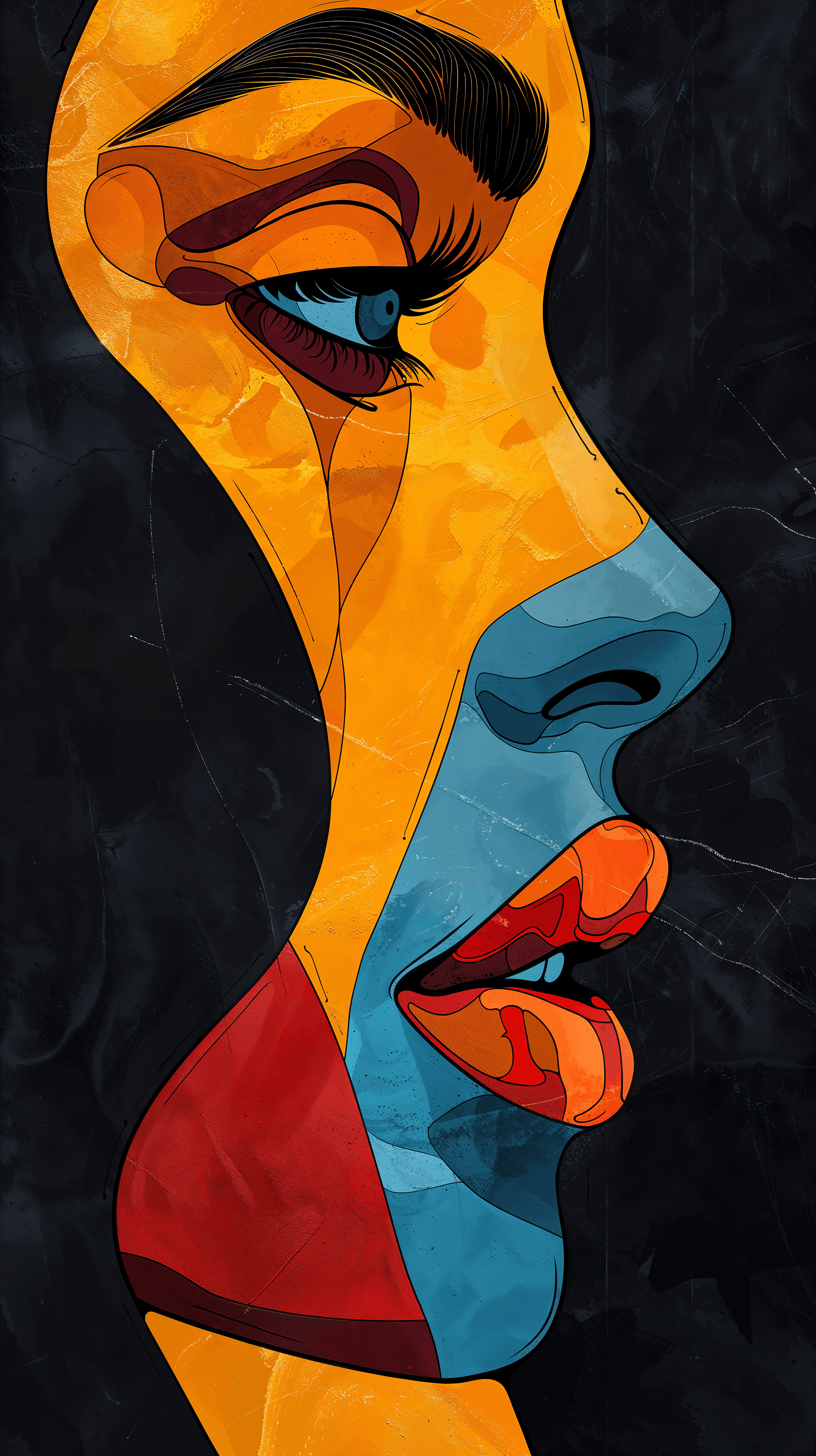 AI generated: illustration, woman, face,simplify, consisting of random colors, pattern, series, original --ar 9:16...