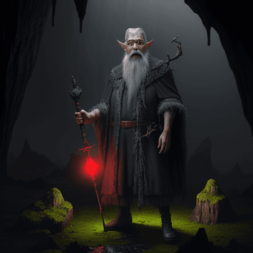 AI generated: Photorealistic portrait photo of a demonic old wizard with a grey beard and holding a diamond staff....