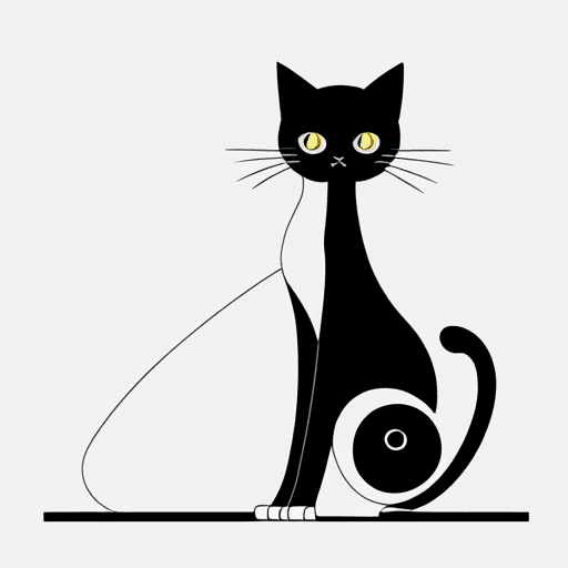 AI generated: design a minimalist drawing of an elegant cat, full length, consisting of only lines