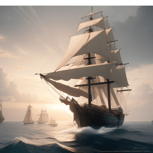 AI generated: Photo of a ultra realistic sailing ship, dramatic light, pale sunrise, cinematic lighting, battered,...