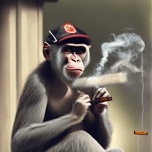 AI generated: hyperrealistic monkey smoking cigarettes during war