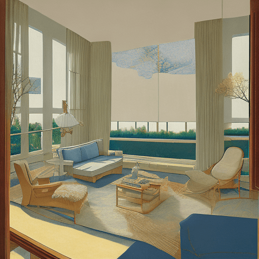 AI generated: High resolution photography interior design, dreamy sunken living room conversation pit, wooden floo...