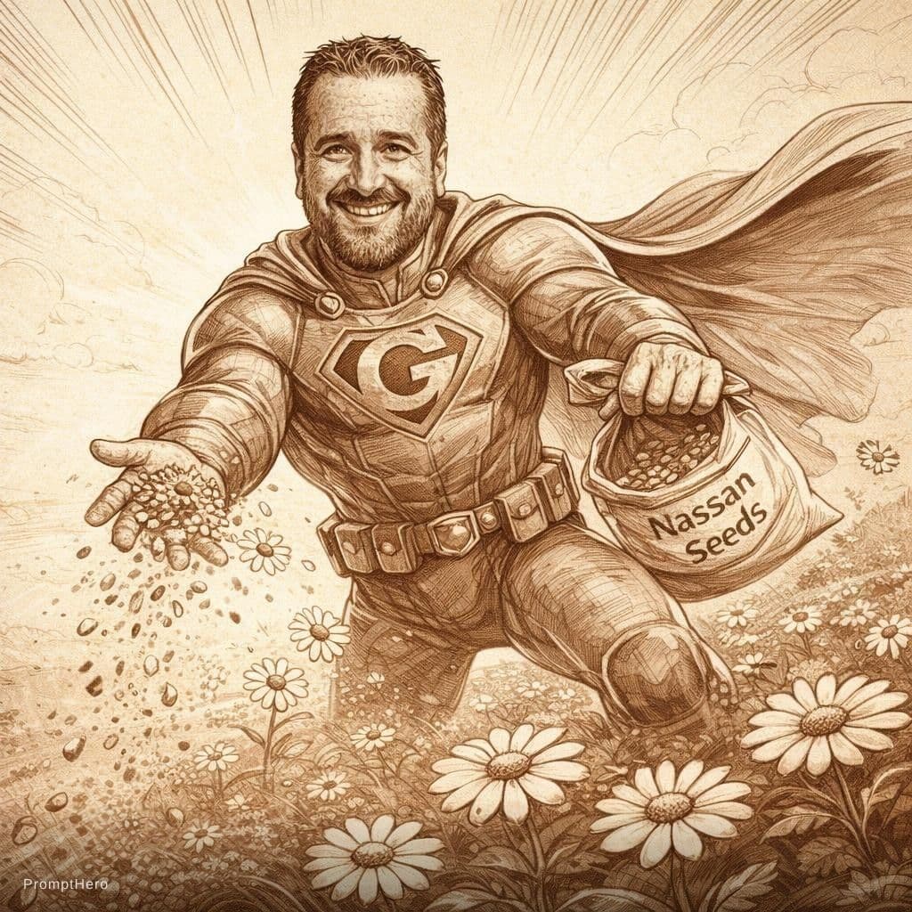 AI generated: Please create an illustration of the Greeners sowing the Nassan seeds
Subject: Hero character
• Medi...