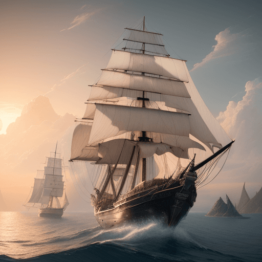AI generated: Photo of a ultra realistic sailing ship, dramatic light, pale sunrise, cinematic lighting, battered,...