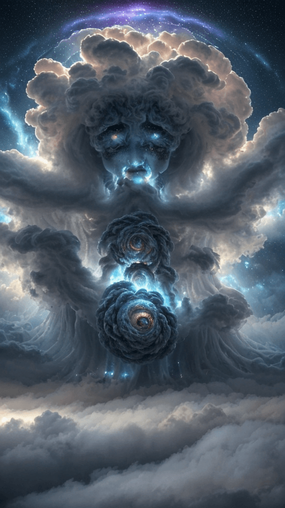 AI generated: "(masterpiece:1.1),(highest quality:1.1),(HDR:1),extreme quality,A celestial drama unfolded in the e...