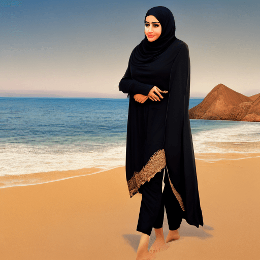 AI generated: Create a realistic style photograph of gorgeous pakistani Muslim woman wearing a black color hijab, ...