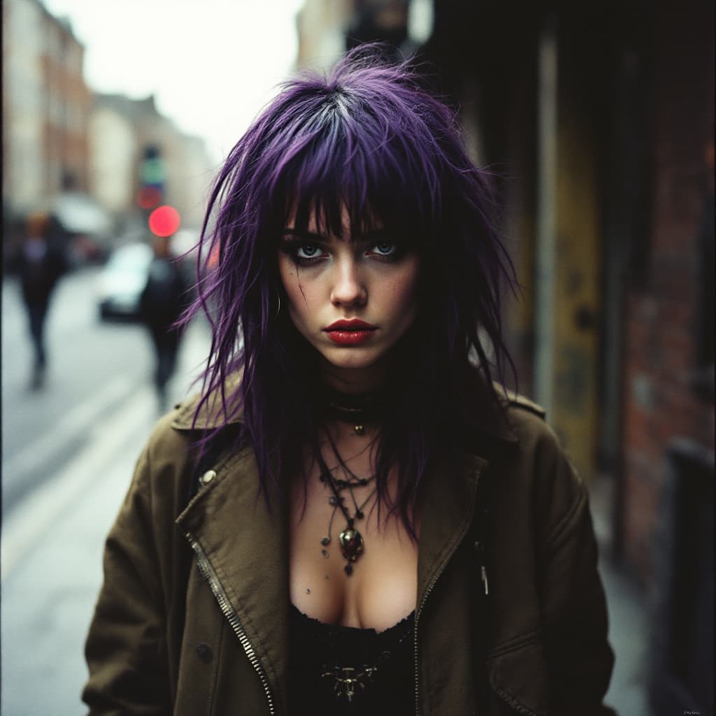 AI generated: British Punk Scene Girl 1987, London --style raw --stylize 50