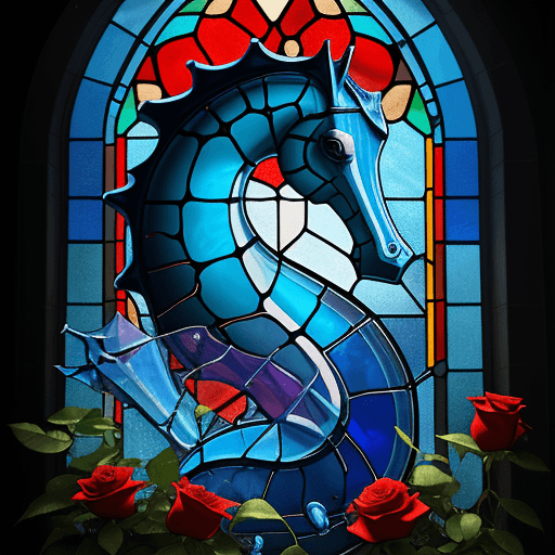 AI generated: st41nedg seahorse face to face, facing hour glass, dynamic lighting, blue, red <lora:st41nedg5CIVIT:...