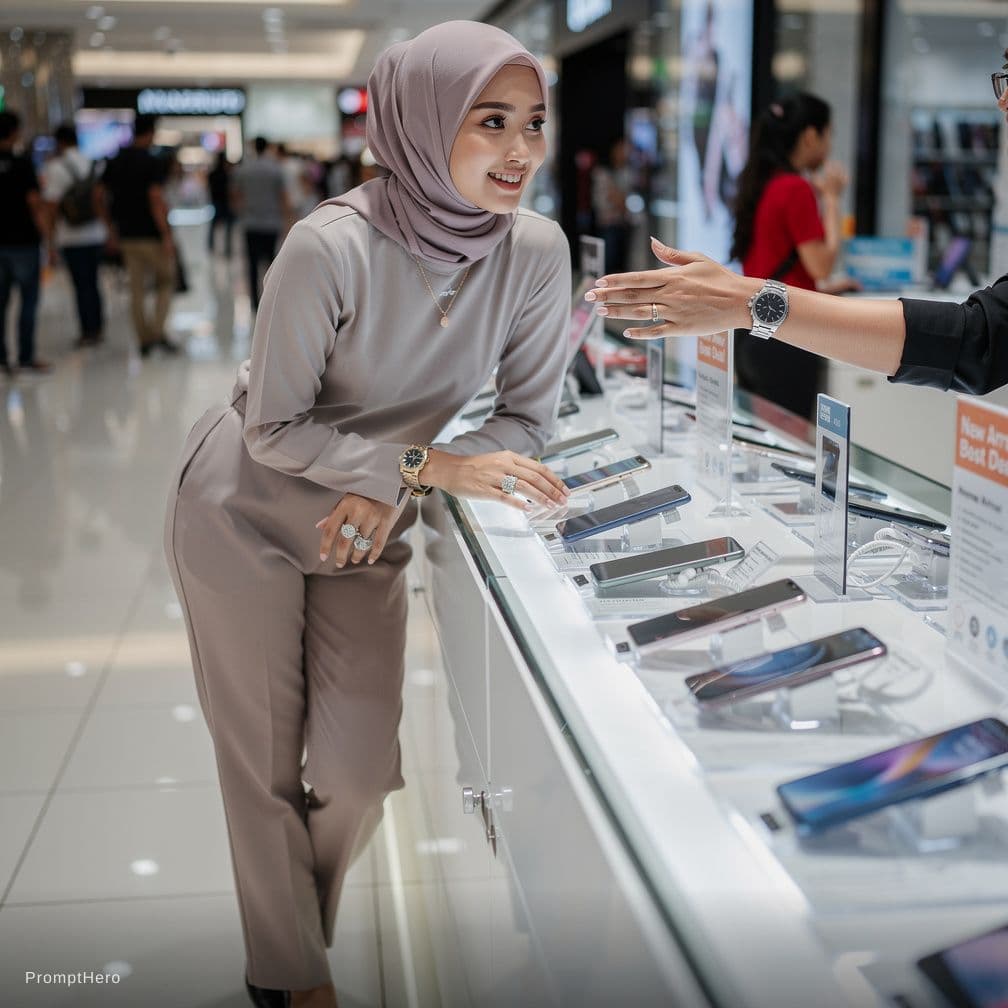 AI generated: A young Indonesian girl wearing a hijab, who is very beautiful, has bright skin, a natural face with...