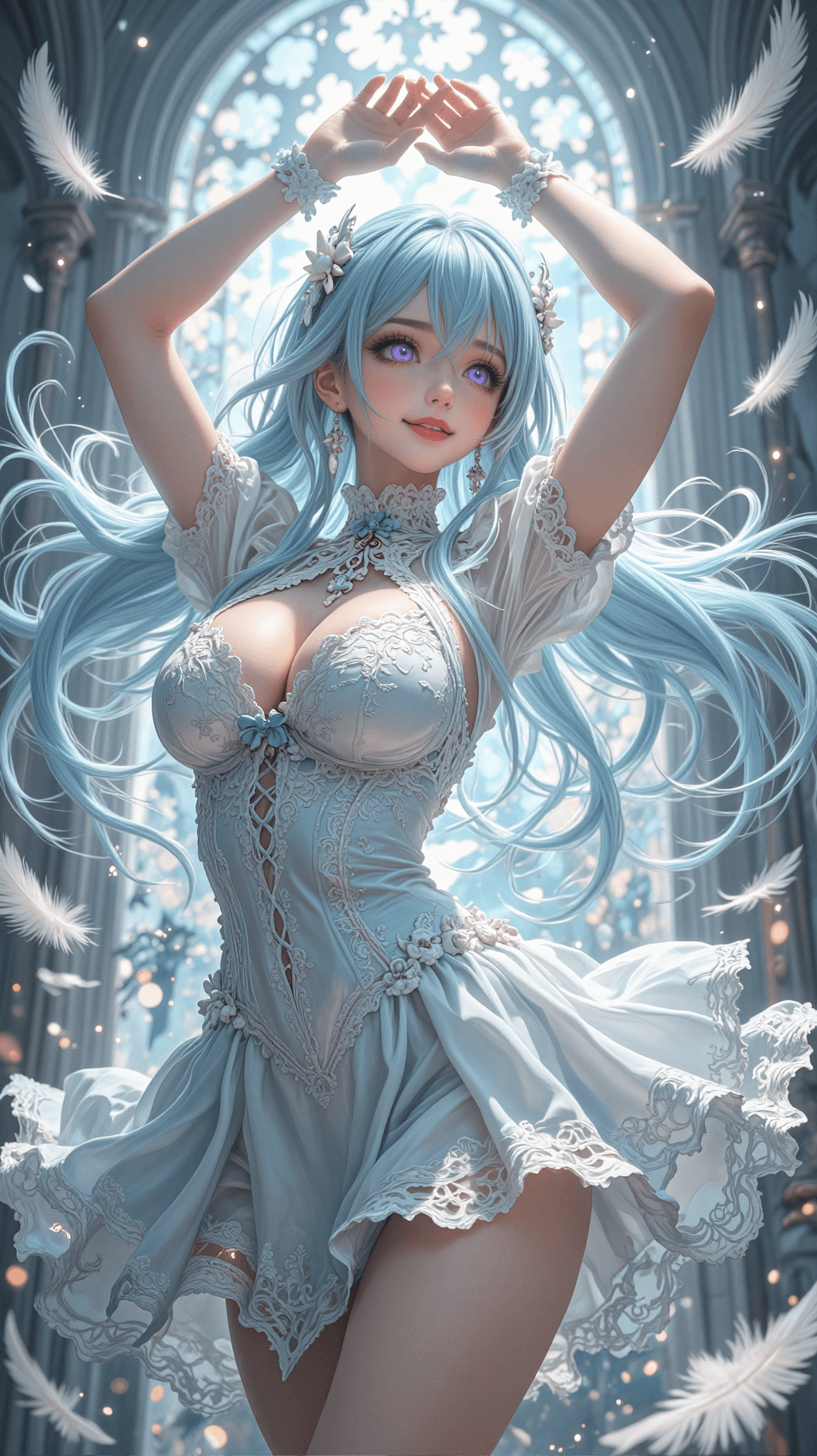 AI generated: A breathtaking, masterpiece anime-style digital illustration of a beautiful, ethereal young woman. S...