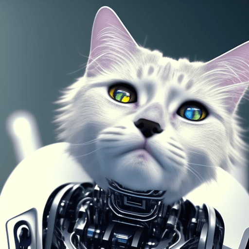 AI generated: (Robotic cat takeover:1.3), (enslaving humanity:1.2), (ominous and dystopian:1.1), Sci-Fi, --HD 8K 