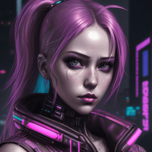 AI generated:  female character, in the style of cyberpunk imagery, realistic hyper-detailed portraits, womancore,...