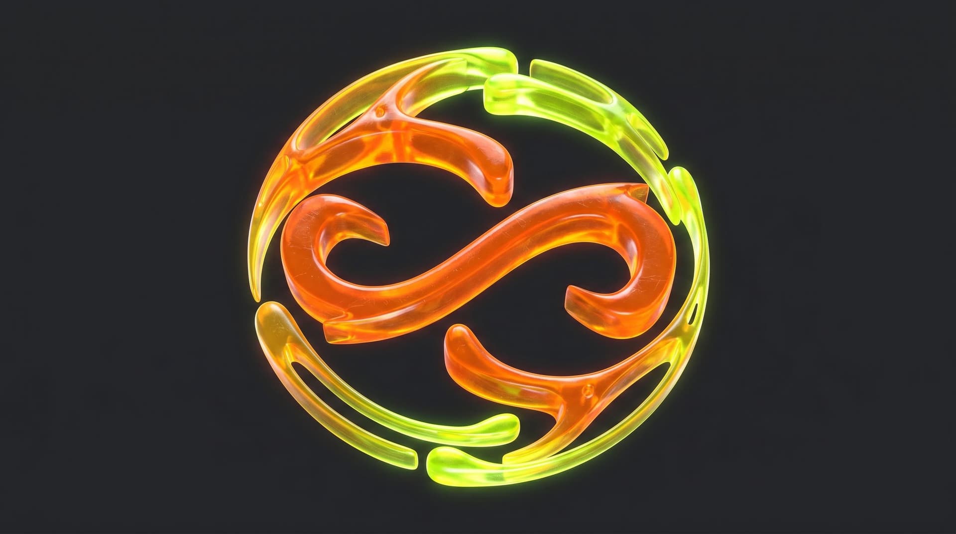 AI generated: Translucent neon-orange polymer material with radioactive toxic aesthetic, glassy jelly-like plastic...