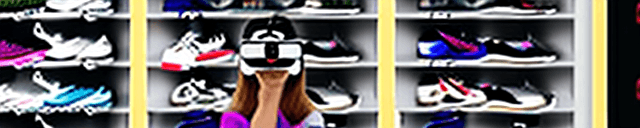 AI generated: a woman looking at sneakers in vr in an online ecomerse store