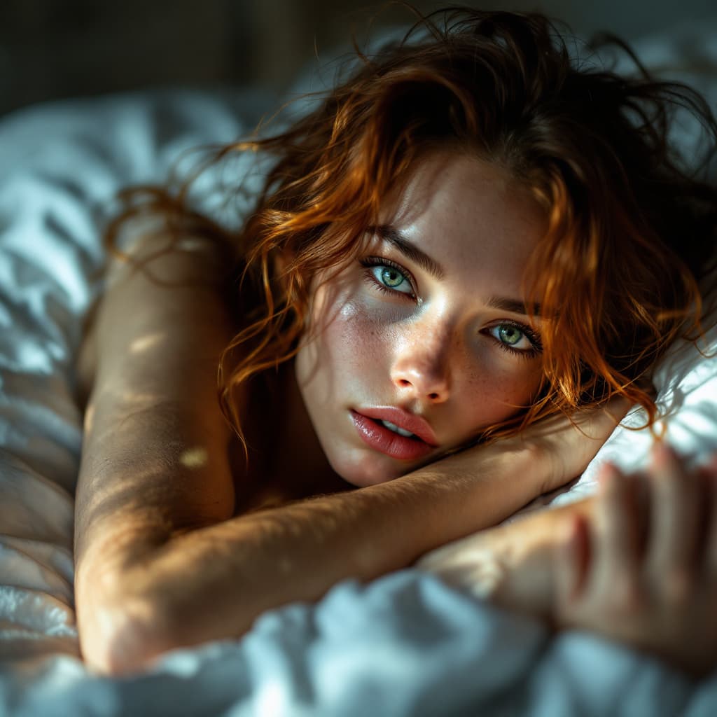 AI generated: (Fine art photography:1.5, Cinematic portrait:1.4, Intimate close-up:1.4, High-resolution 8K:1.5, So...