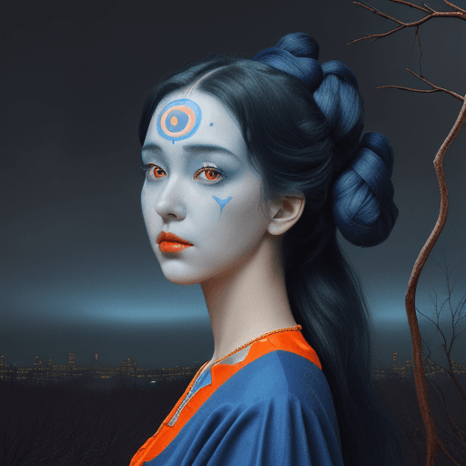 AI generated: a colorful digital artwork of a woman's head and branches, in the style of haunting houses, graceful...