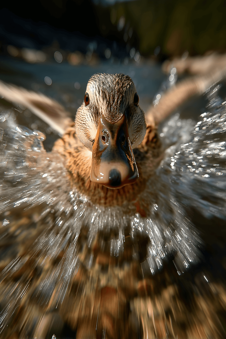 AI generated: capturing a duck feet moving very fast in the water --ar 2:3 --stylize 500 --v 7