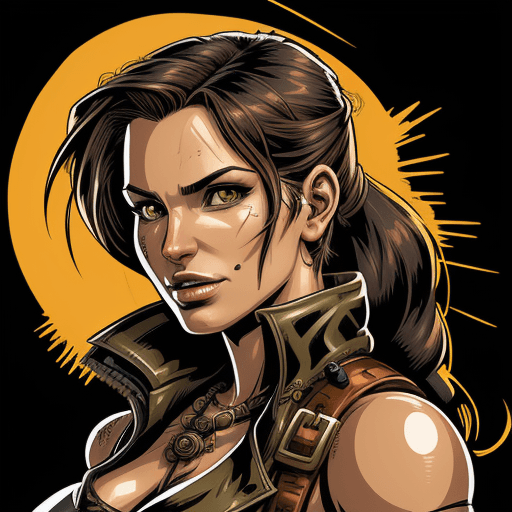 AI generated: vector art, Steampunk Portrait of Lara Croft, detailed, comic style, jim lee!!!