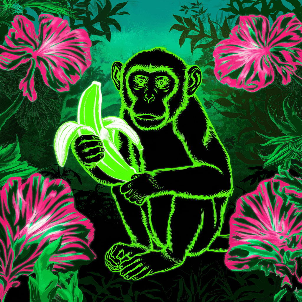 AI generated: Blacklight monkey illustration