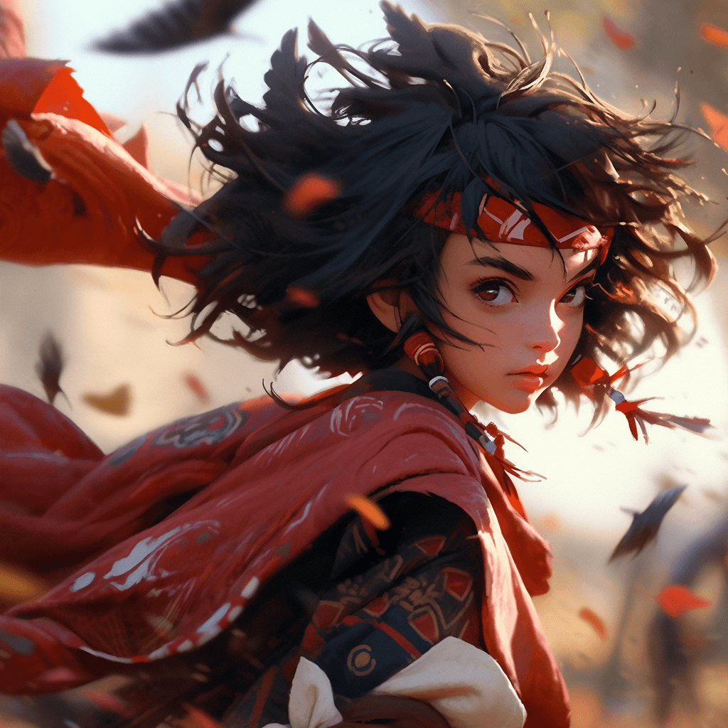 AI generated: chase, action cinematic, motion blur, beautiful rogue princess, miyazaki, photorealistic, hyperreali...