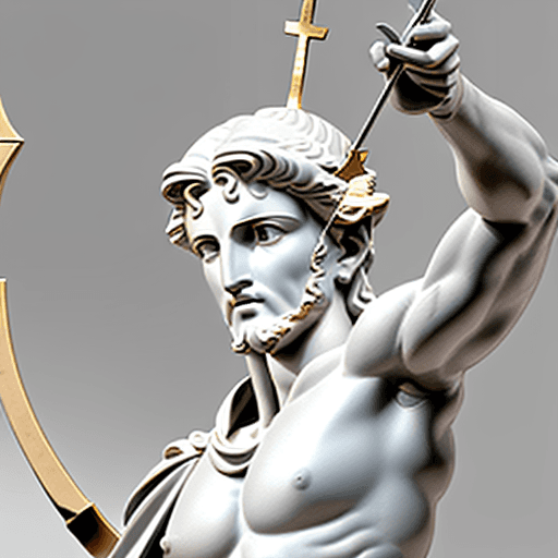 AI generated: greek sculpture,sculpture of a sagittarius, close up, grey background --ar 71:129 --stylize 750 --v ...