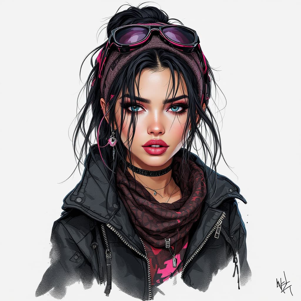 AI generated: https://s.mj.run/kPXAdpGT3PQ using this image draw up a latina chick that belongs to they cyberpunk ...