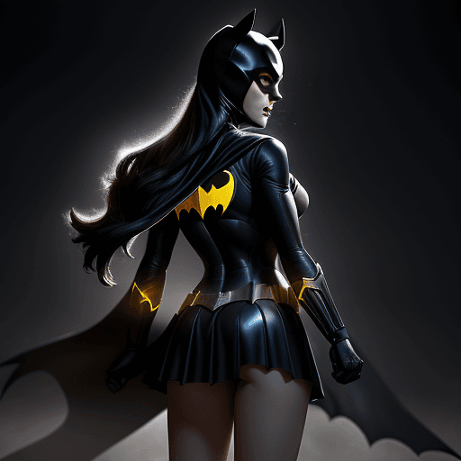 AI generated: ((Long Exposure Photography)) high quality, highly detailed, Batgirl, DC Universe, slim body, long h...